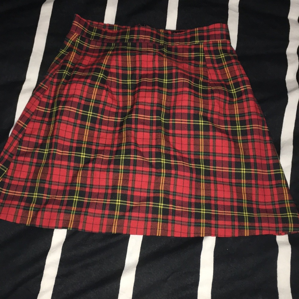 Glittersfordinner red plaid mini skirt